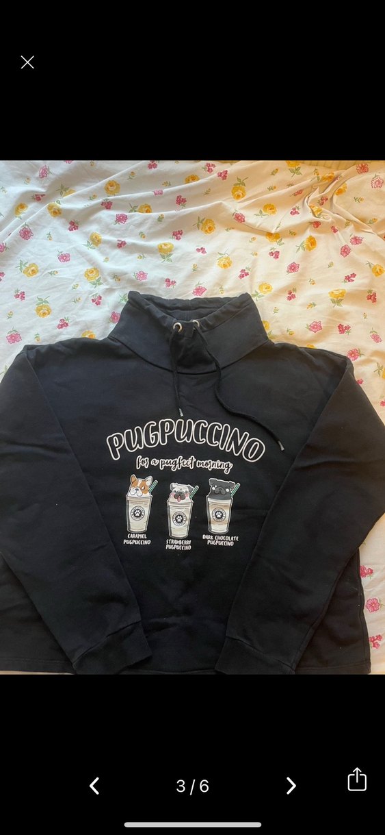 Siyah Baskılı kisa sweatshirt - Görsel 3