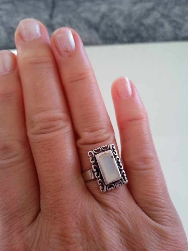 Dantel Detaylı Beyaz Vintage Yüzük - Görsel 2