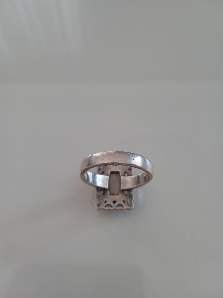 Dantel Detaylı Beyaz Vintage Yüzük - Görsel 3