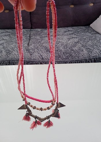 Püsküllü Etnik Desenli Bohem Kadın Kolye - Görsel 2