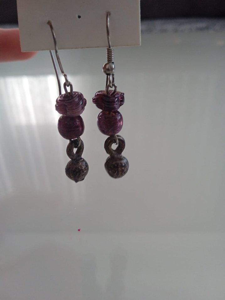 Bohem Mor Boncuklu Midi Küpe - Görsel 2