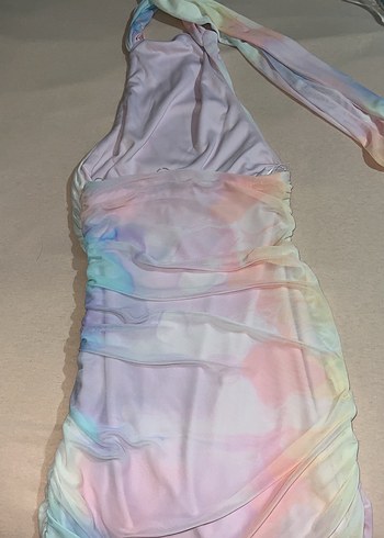 Zara Pastel Renkli Drapeli Uzun Straplez Elbise