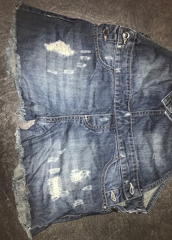 Kadın Gri Denim Kısa Tulum - Görsel 3