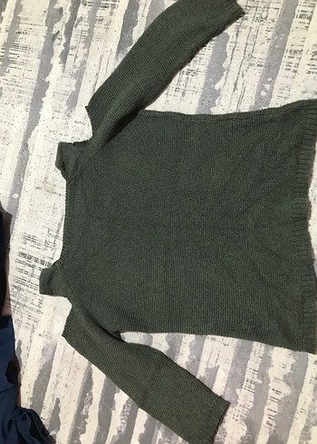 Gri Kadın Boğazlı Triko Kazak - Görsel 2