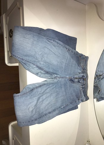 Gri Mavi Kadın Kot Pantolon, Kemerli, Midi Boy - Görsel 5