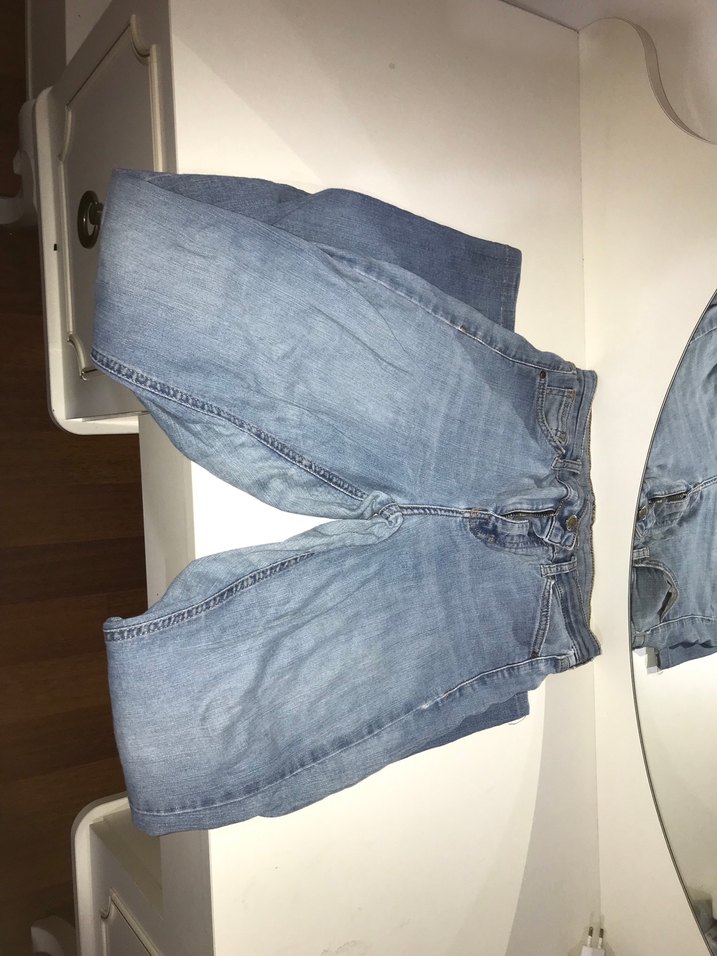 Gri Mavi Kadın Kot Pantolon, Kemerli, Midi Boy - Görsel 5