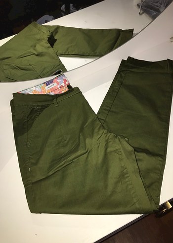 Renkli Desenli İç Detaylı Yeşil Erkek Pantolon - Görsel 3