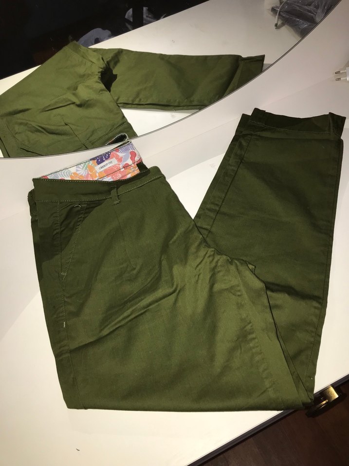 Renkli Desenli İç Detaylı Yeşil Erkek Pantolon - Görsel 3