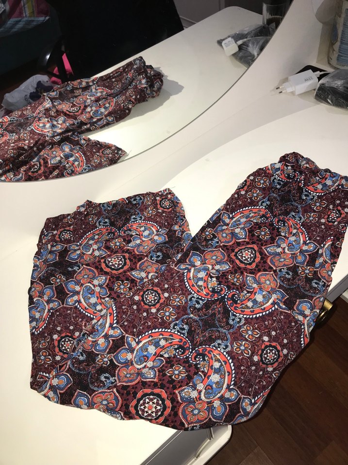 Çok Renkli Düğmeli Bohem Midi Hamile Eteği - Görsel 4