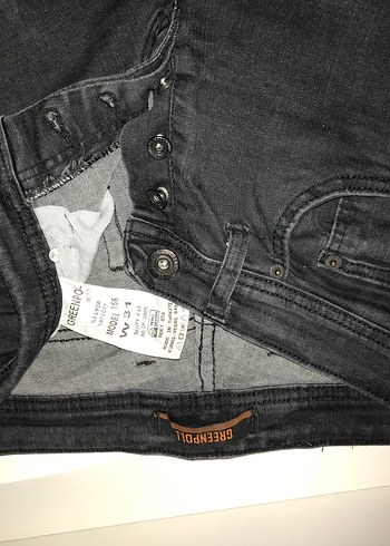 Gri Baskılı Kemerli Kadın Denim Pantolon - Görsel 5