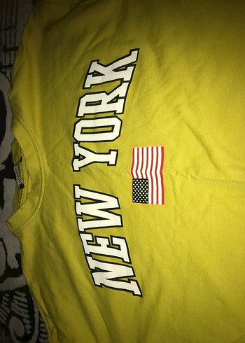 New York Baskılı Sarı Kadın Sweatshirt - Görsel 2