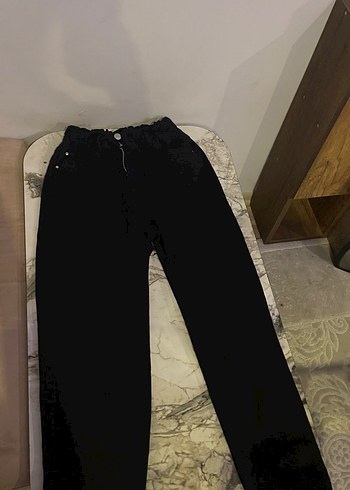 Bershka Siyah Yuksek Bel Duz Paca Pantolon