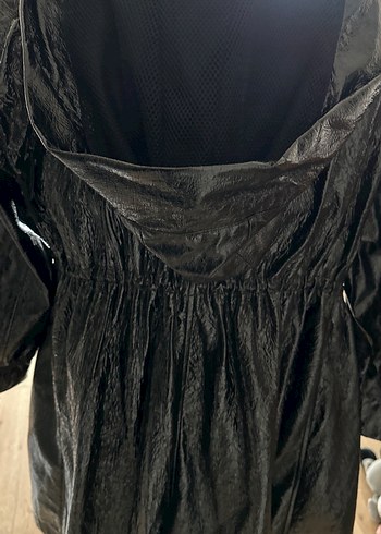 Kadın Siyah Deri Uzun Goth Yağmurluk - Görsel 4