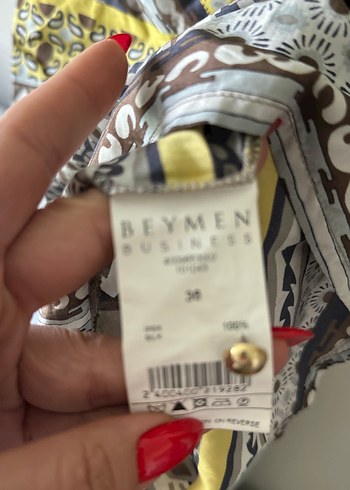 36 Beden sarı Renk Bohem Desenli Sarı Gri V Yaka elbise