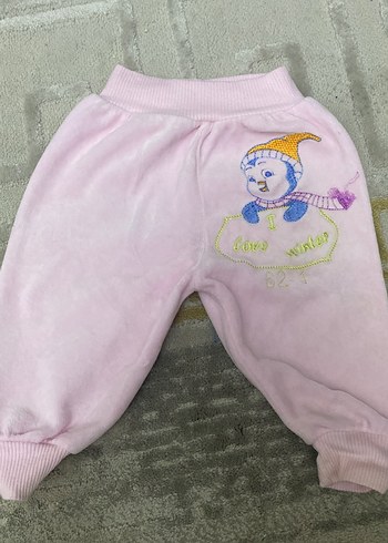 Kız Çocuk Pembe Nakışlı Rahat Pantolon