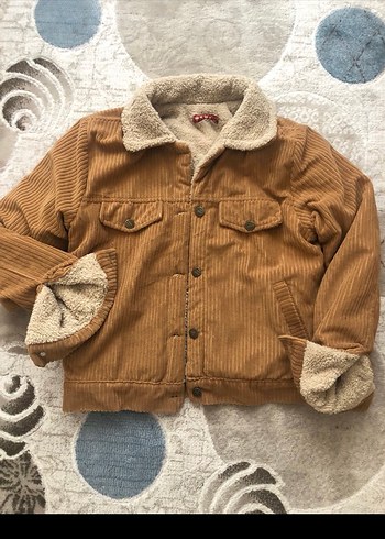 Kahverengi Düğmeli içi peluş Ceket