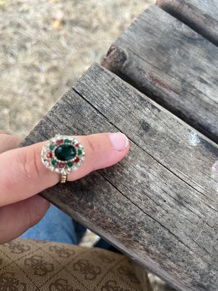 Bohem Yeşil Boncuklu Vintage Yüzük - Görsel 4