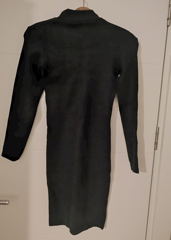 Boncuk Detaylı antrasit Uzun Kollu  Elbise - Görsel 2