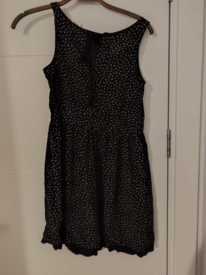 Siyah V Yaka Midi Elbise - Görsel 2