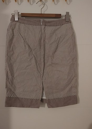 Bej Gri Midi Pilili Kadın Etek - Görsel 2