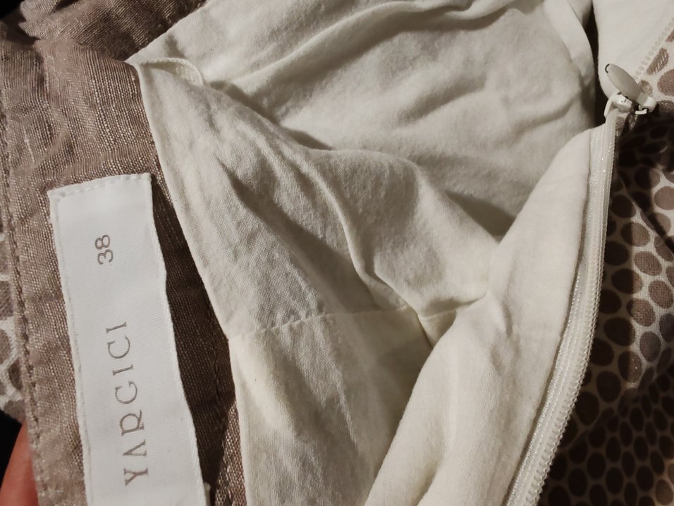 Bej Gri Midi  Pilili Kadın Etek - Görsel 4