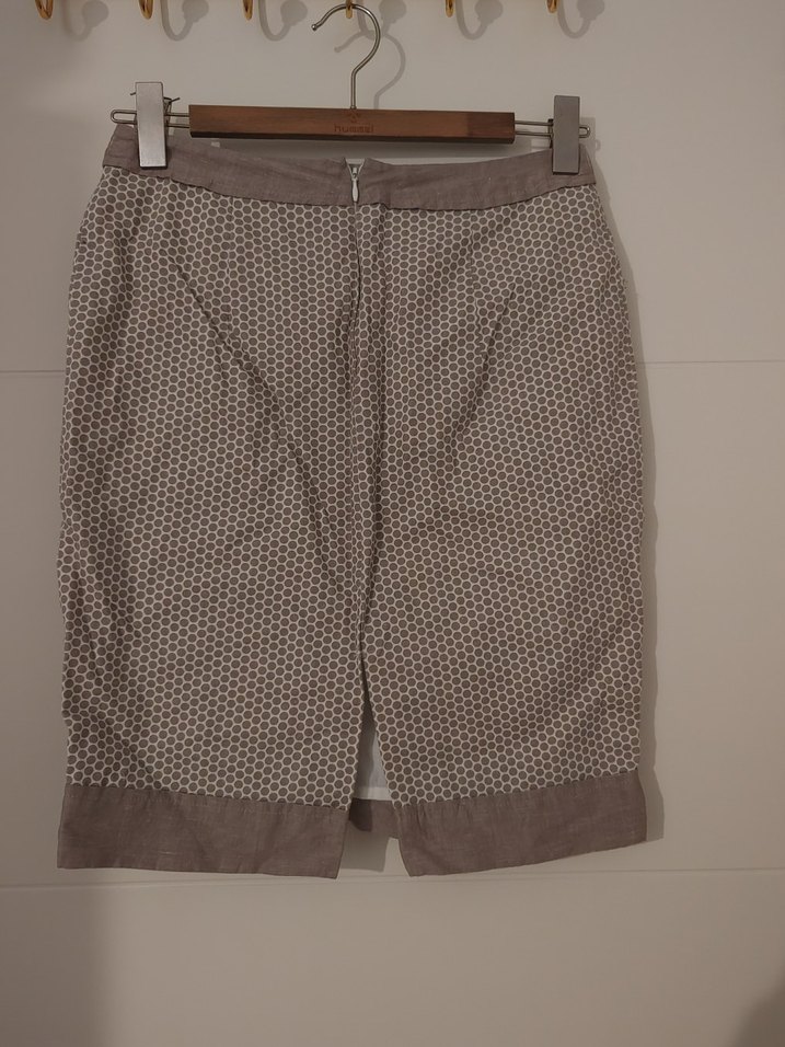 Bej Gri Midi  Pilili Kadın Etek - Görsel 2