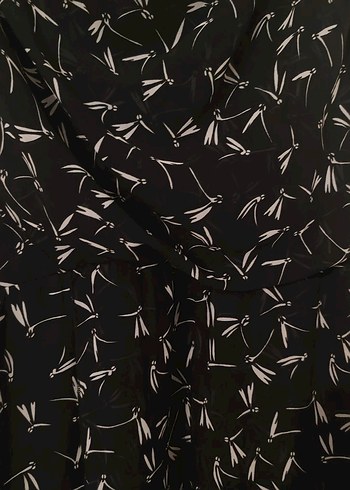 Siyah V Yakalı Kemerli Midi Elbise - Görsel 2