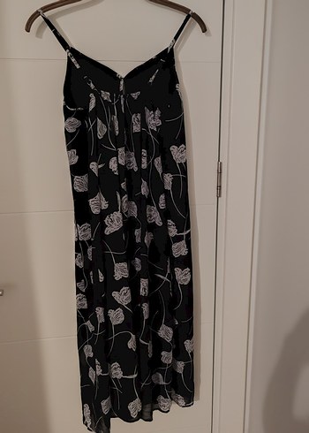 Desenli Siyah Kadın Uzun elbise - Görsel 3