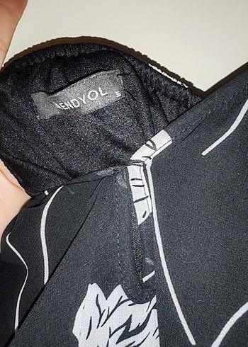 Desenli Siyah Kadın Uzun elbise - Görsel 5