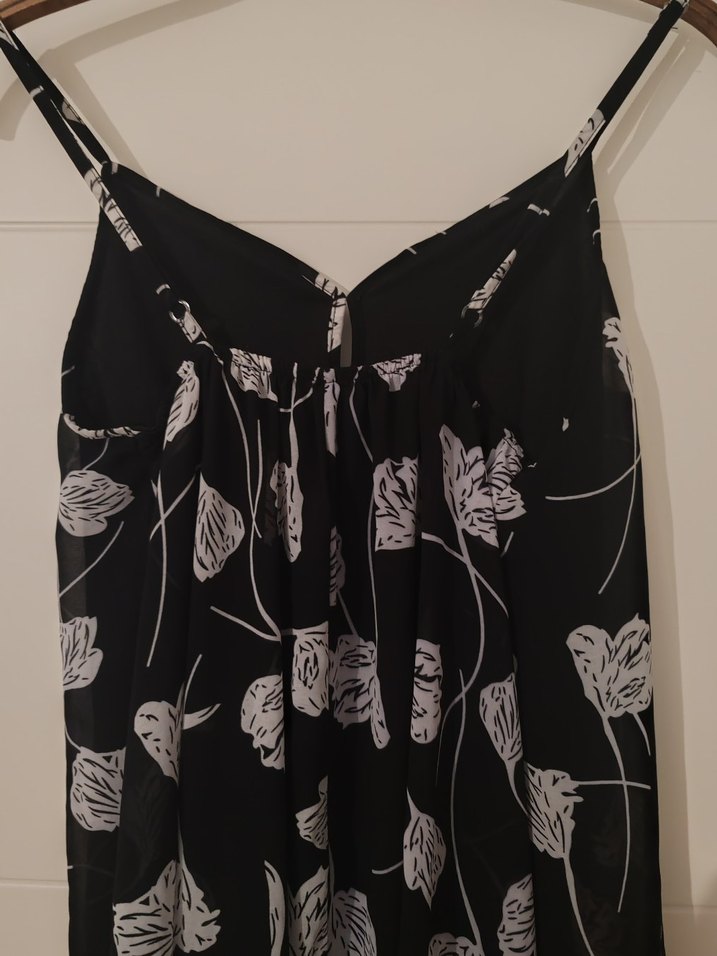 Desenli Siyah Kadın Uzun elbise - Görsel 4