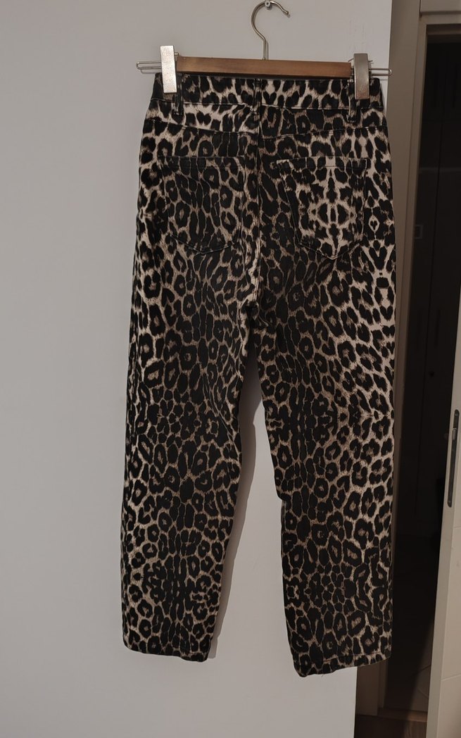 Kahverengi Leopar Desenli Kadın Kumaş Pantolon - Görsel 2