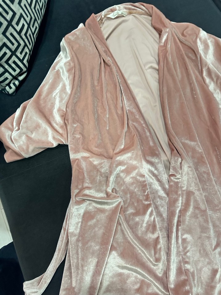 Pembe Kadın Midi Boy Bol Kesim Sabahlık - Görsel 3