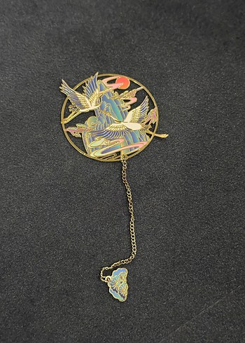 Altın Renkli Nakışlı Püsküllü Broş-Kitap Ayracı - Görsel 2