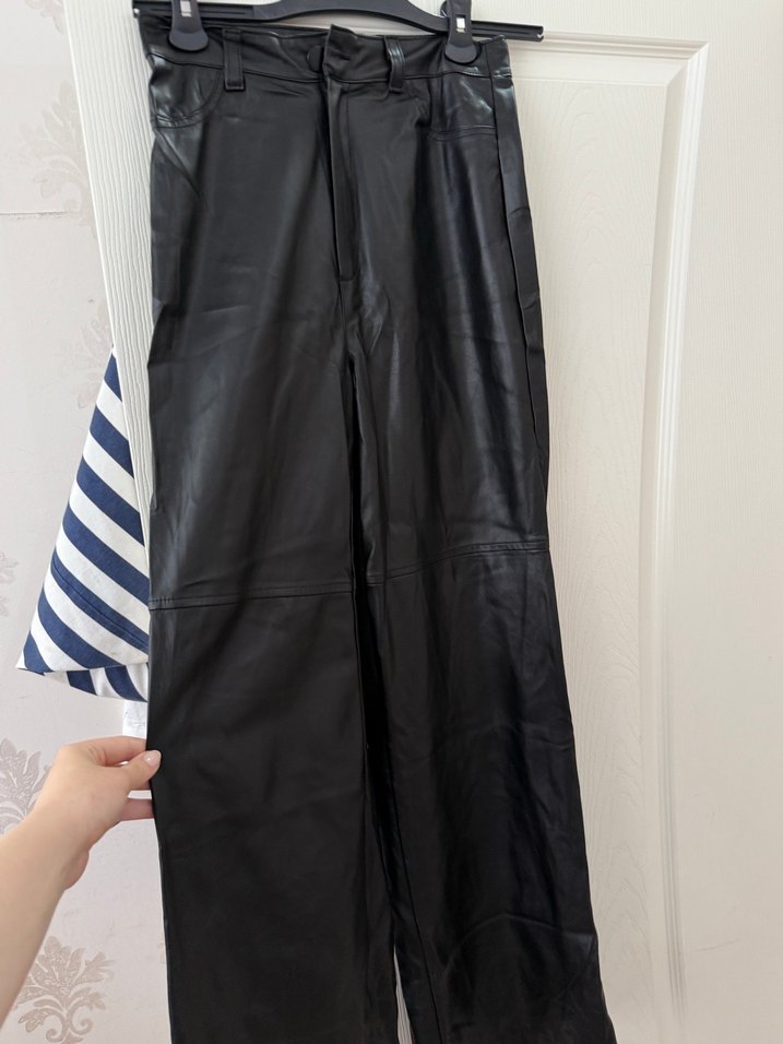 Deri Siyah Kadın Uzun pantolon - Görsel 3