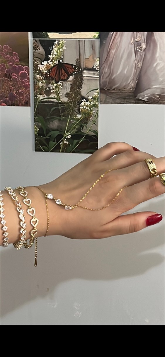Zincir Detaylı Altın Rengi Minimalist El Zinciri - Görsel 3