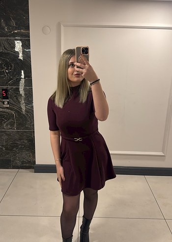 Zara Bordo Mini Elbise
