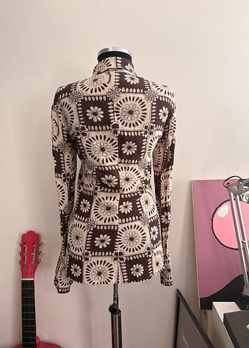 Nanushka Uzun Kollu Bohem Vintage Kadın Gömlek - Görsel 2