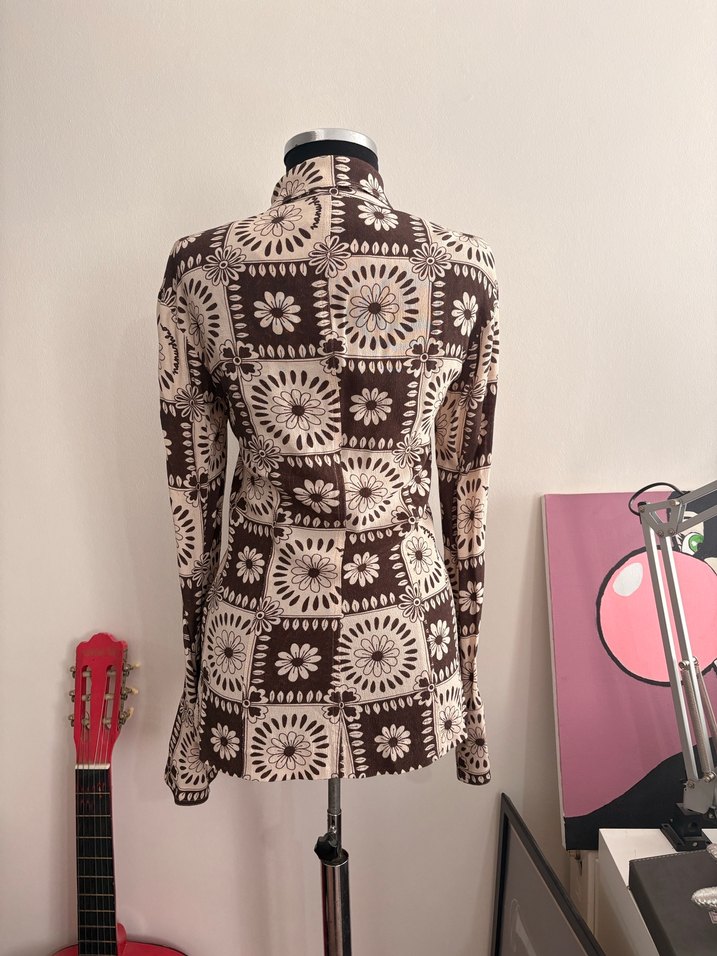 Nanushka Uzun Kollu Bohem Vintage Kadın Gömlek - Görsel 2