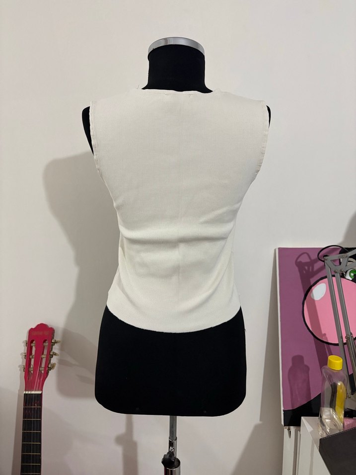 Baskılı Kadın Kolsuz Midi y2k üst - Görsel 2