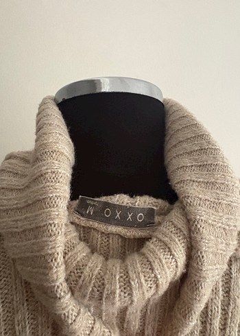 Bej Örgü Boğazlı Kadın Triko Kazak - Görsel 3