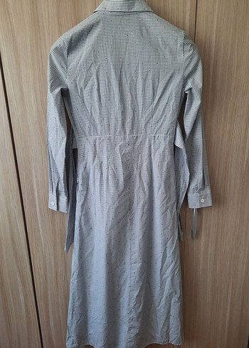 Gri Uzun Kollu Düğmeli elbise - Görsel 6