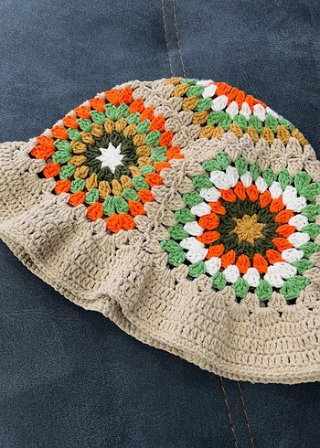 Zara Renkli Örgü Bohem Kadın motif Şapka