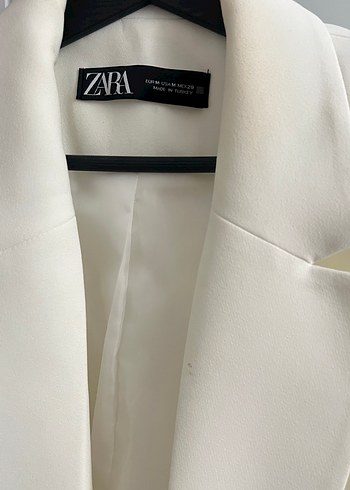Zara Beyaz Kadın Midi Blazer Ceket