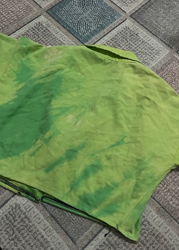 Diğer Yeşil Tie-Dye Kısa Kollu Keten ceket