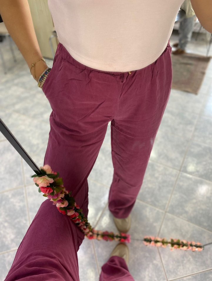 Kadın Kadife Salaş Haki Pantolon - Görsel 3