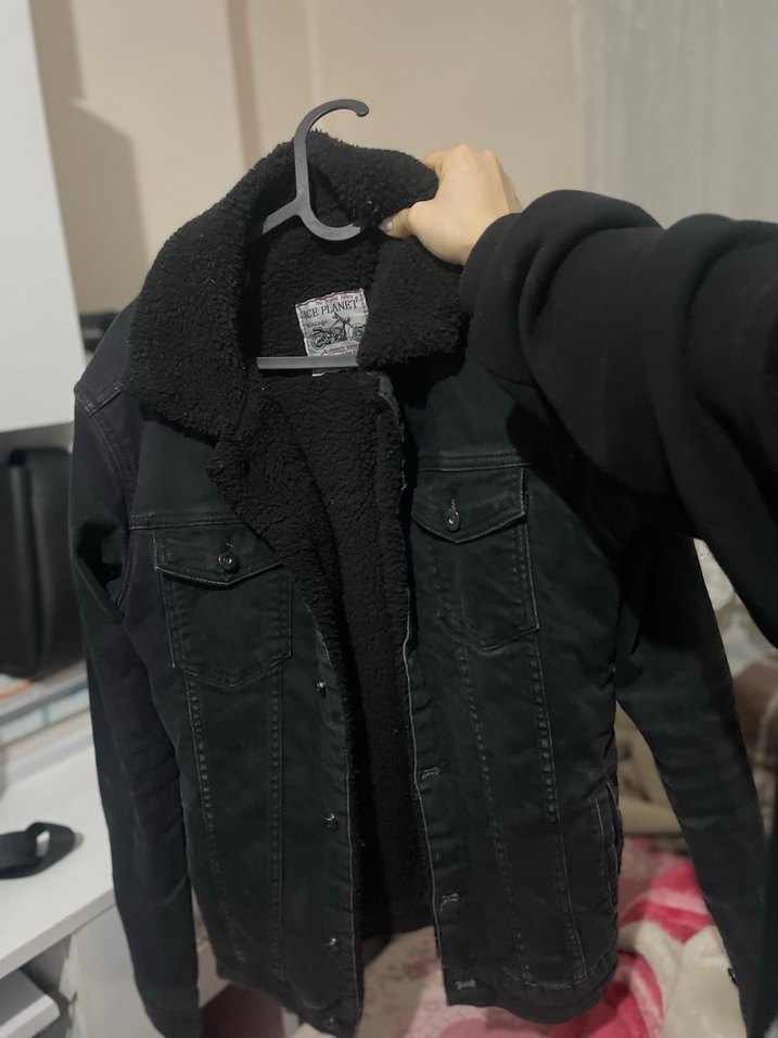 Erkek Siyah Düğmeli Denim Ceket - Görsel 2