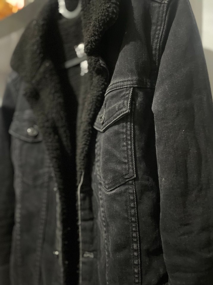 Erkek Siyah Düğmeli Denim Ceket - Görsel 4