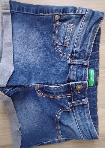 Düğmeli Mavi Kız Denim Şort