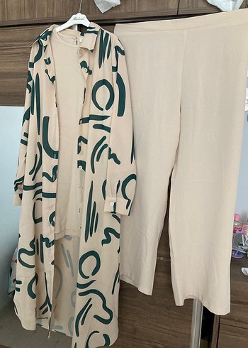 Baskılı Uzun Tunik ve Pantolon 3 lü Takımı