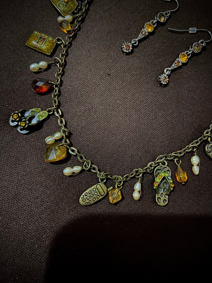 Bohem Vintage Taşlı pirinç kolye — görsel 2/2